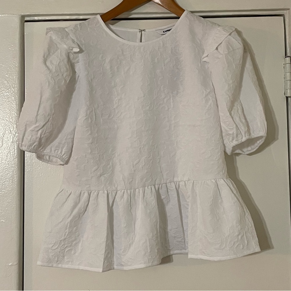 Express White Loose‎ Flowy Peplum Top Size Small NWT